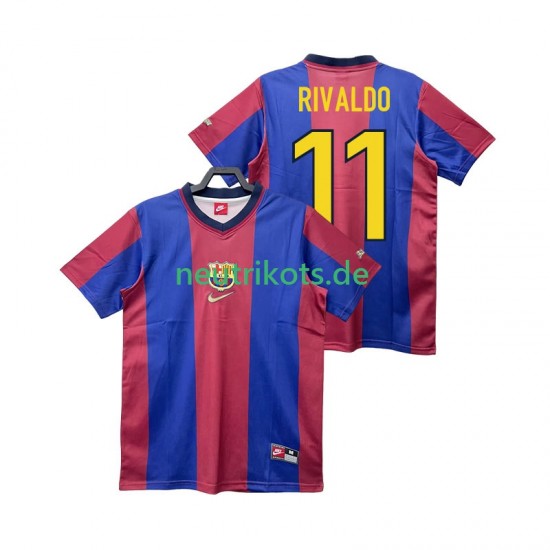 Fußballtrikot FC Barcelona RIVALDO 11 1998 Retro Herren Heim 1999 Kurzarm