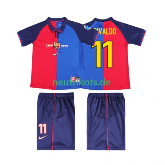 Fußballtrikot FC Barcelona RIVALDO 11 2000 Retro Kinder Heim 1999 Kurzarm