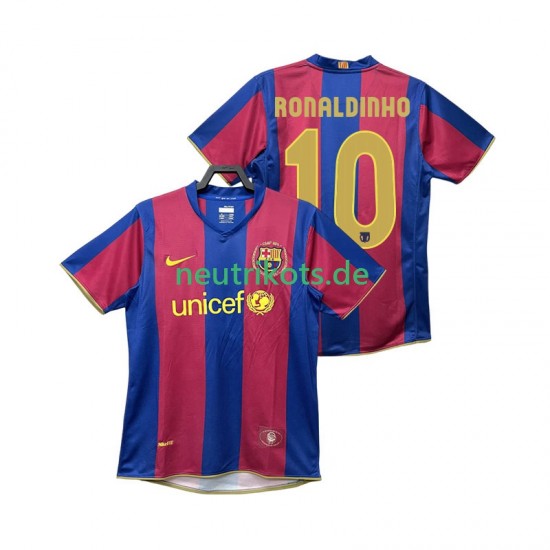 Fußballtrikot FC Barcelona RONALDINHO 10 2007 Retro Herren Heim 2008 Kurzarm