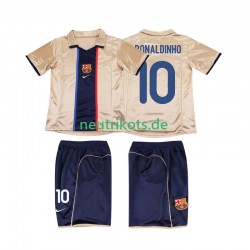 Fußballtrikot FC Barcelona RONALDINHO 10 2001 2002 Retro Kinder Auswärts Kurzarm