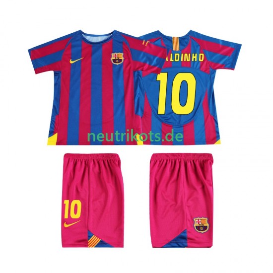 Fußballtrikot FC Barcelona RONALDINHO 10 Champions League 2005 Retro Kinder Heim 2006 Kurzarm