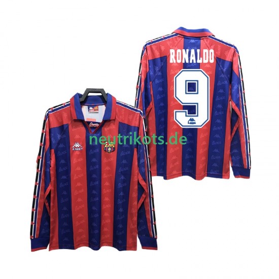 Fußballtrikot FC Barcelona RONALDO 9 1996 1997 Retro Herren Heim Langarm