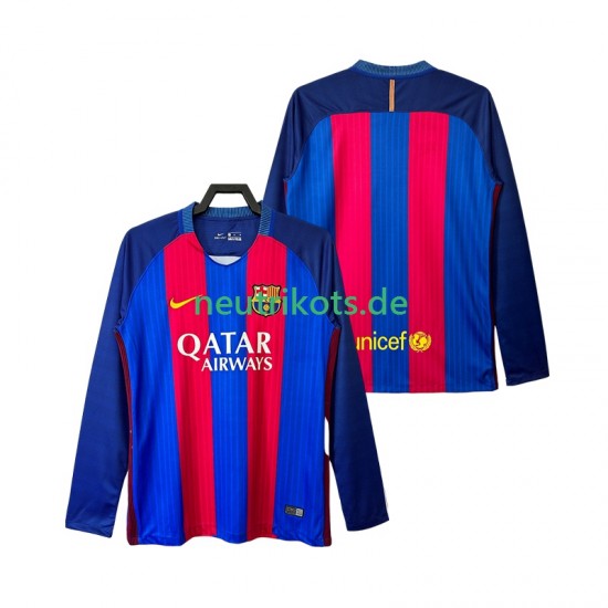 Fußballtrikot FC Barcelona 2016 2017 Retro Herren Heim Langarm