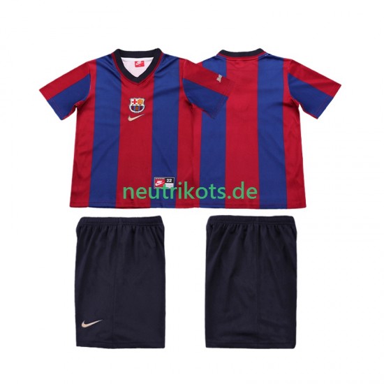 Fußballtrikot FC Barcelona 1998 Retro Kinder Heim 1999 Kurzarm