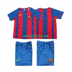 Fußballtrikot FC Barcelona 2005 Retro Kinder Heim 2004 Kurzarm