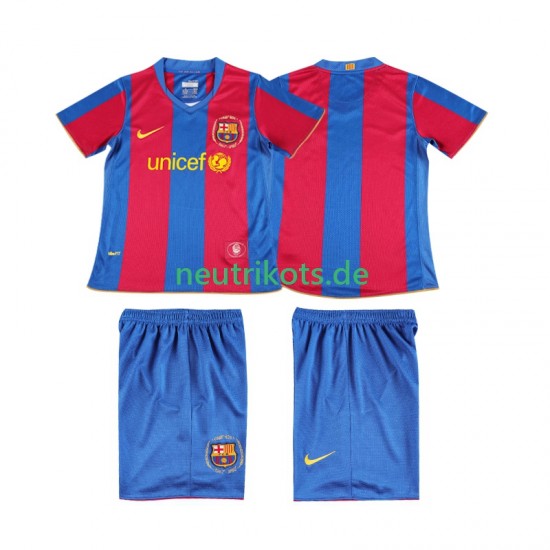 Fußballtrikot FC Barcelona 2007 Retro Kinder Heim 2008 Kurzarm