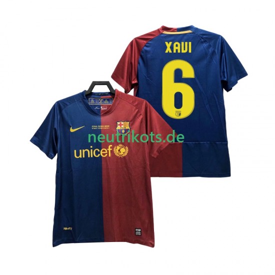 Fußballtrikot FC Barcelona XAVI 6 Champions League 2009 Retro Herren Heim 2008 Kurzarm