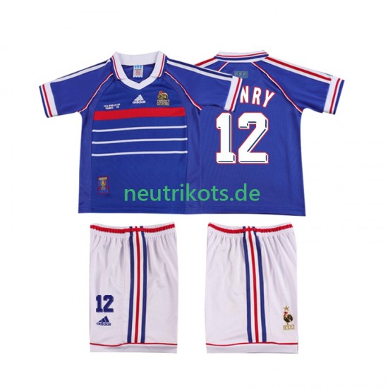 Fußballtrikot Frankreich Henry 12 1998 Retro Kinder Heim Kurzarm