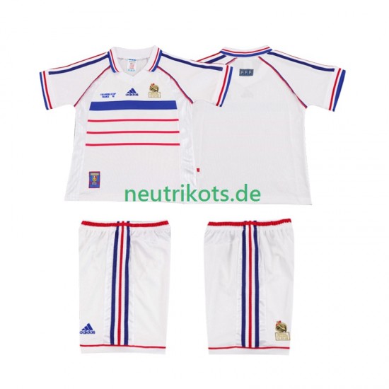 Fußballtrikot Frankreich 1998 Retro Kinder Auswärts Kurzarm