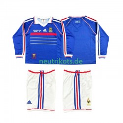 Fußballtrikot Frankreich 1998 Retro Kinder Heim Langarm