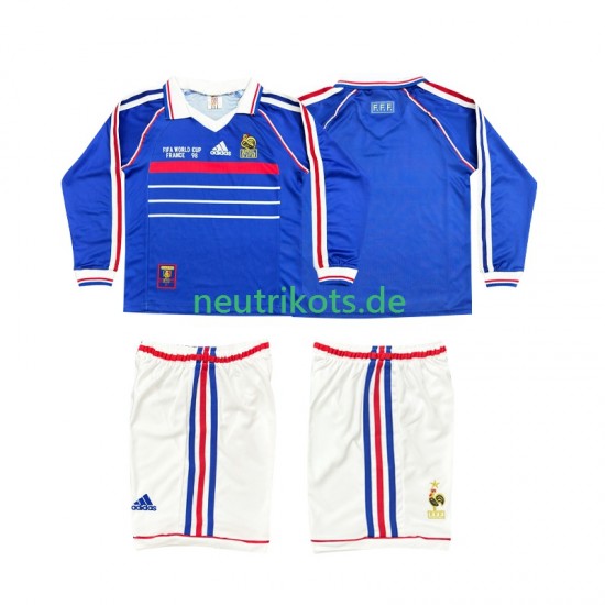 Fußballtrikot Frankreich 1998 Retro Kinder Heim Langarm