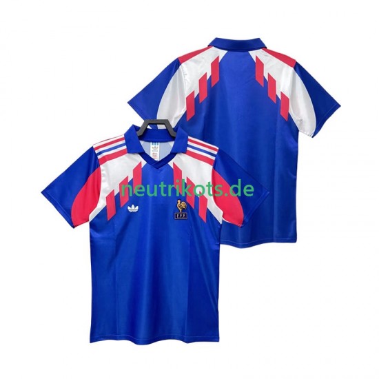 Fußballtrikot Frankreich 1990 Retro Herren Heim Kurzarm