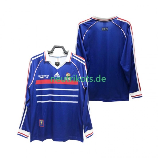 Fußballtrikot Frankreich 1998 Retro Herren Heim Langarm