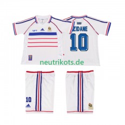 Fußballtrikot Frankreich ZIDANE 10 1998 Retro Kinder Auswärts Kurzarm