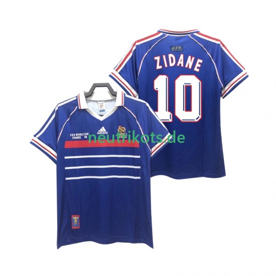 Fußballtrikot Frankreich ZIDANE 10 1998 Retro Herren Heim Kurzarm