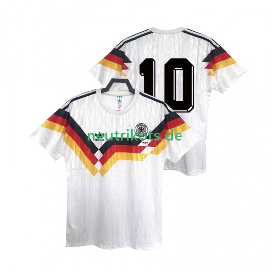 Fußballtrikot Deutschland 10 1990 Retro Herren Heim Kurzarm