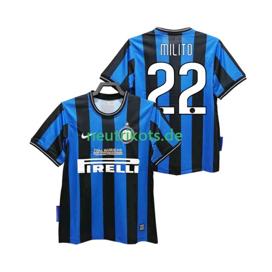 Fußballtrikot Inter Mailand MILITO 22 2009 Retro Herren Heim 2010 Kurzarm
