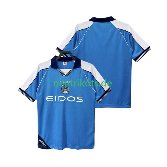 Fußballtrikot Manchester City 2001 Retro Herren Heim 1999 Kurzarm