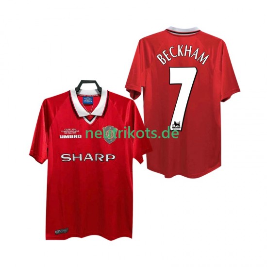 Fußballtrikot Manchester United BECKHAM 7 2000 Retro Herren Heim 1999 Kurzarm