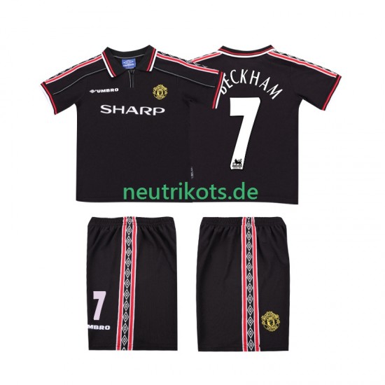 Fußballtrikot Manchester United Beckham 7 1998 Retro Kinder Auswärts 1999 Kurzarm