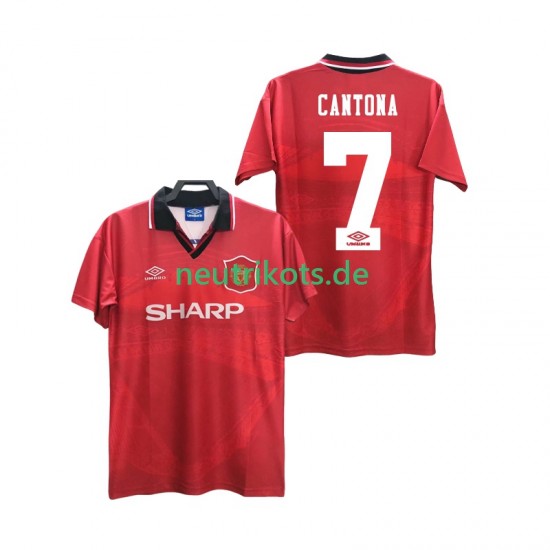 Fußballtrikot Manchester United CANTONA 7 1996 Retro Herren Heim 1994 Kurzarm