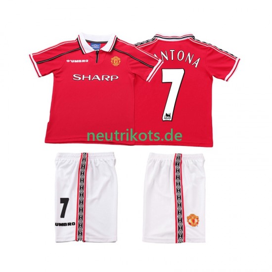Fußballtrikot Manchester United CONTONA 7 1998 Retro Kinder Heim 1999 Kurzarm