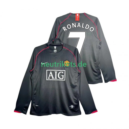 Fußballtrikot Manchester United Critstiano Ronaldo 7 2007 Retro Herren Auswärts 2008 Langarm