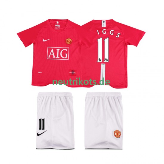 Fußballtrikot Manchester United GIGGS 11 Premier League 2007 Retro Kinder Heim 2008 Kurzarm