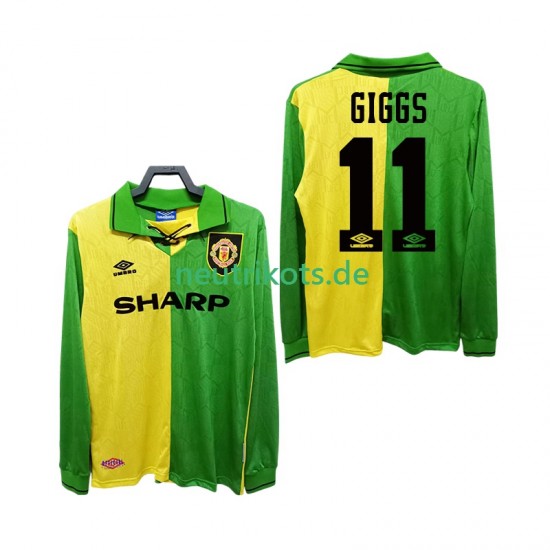 Fußballtrikot Manchester United GIGGS 11 1992 Retro Herren Auswärts 1994 Langarm