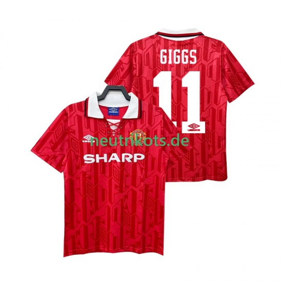 Fußballtrikot Manchester United GIGGS 11 1992 Retro Herren Heim 1994 Kurzarm