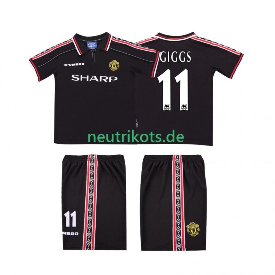 Fußballtrikot Manchester United GIGGS 11 1998 Retro Kinder Auswärts 1999 Kurzarm