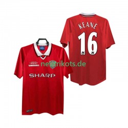 Fußballtrikot Manchester United Keane 16 2000 Retro Herren Heim 1999 Kurzarm