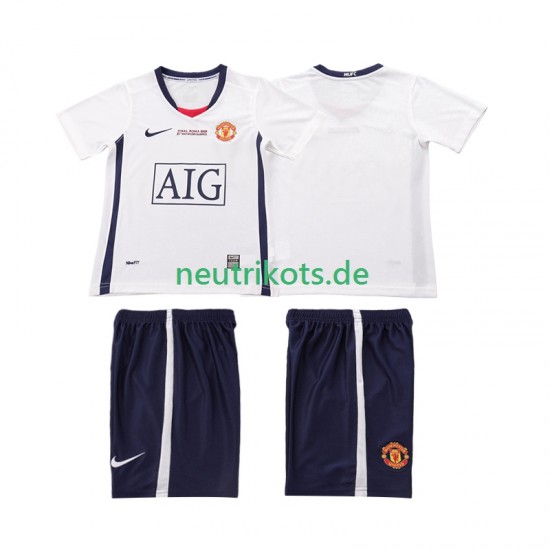 Fußballtrikot Manchester United Champions League 2009 Retro Kinder Auswärts 2008 Kurzarm