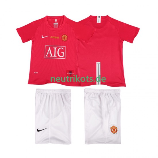 Fußballtrikot Manchester United Champions League 2007 Retro Kinder Heim 2008 Kurzarm