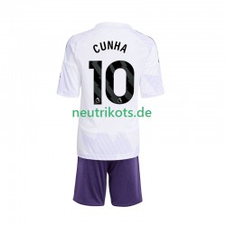Fußballtrikot Manchester United Matheus Cunha 10 Kinder Auswärts 2025-2026 Kurzarm