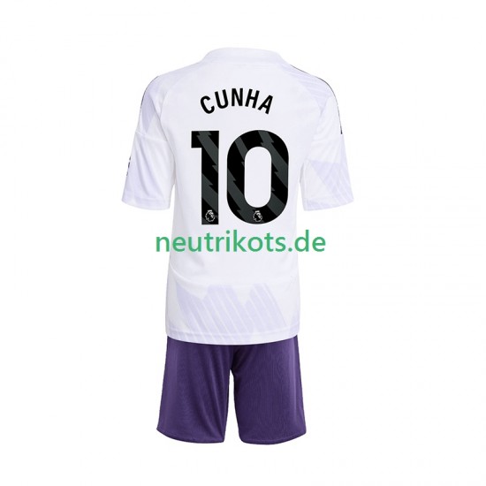 Fußballtrikot Manchester United Matheus Cunha 10 Kinder Auswärts 2025-2026 Kurzarm