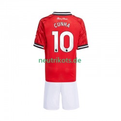 Fußballtrikot Manchester United Matheus Cunha 10 Kinder Heim 2025-2026 Kurzarm