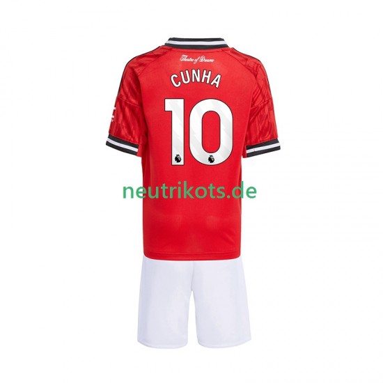 Fußballtrikot Manchester United Matheus Cunha 10 Kinder Heim 2025-2026 Kurzarm