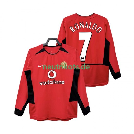 Fußballtrikot Manchester United RONALDO 7 2002 Retro Herren Heim 2004 Langarm
