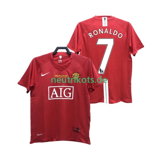 Fußballtrikot Manchester United RONALDO 7 2007 Retro Herren Heim 2008 Kurzarm