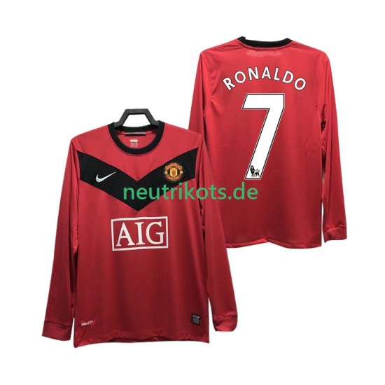 Fußballtrikot Manchester United RONALDO 7 2009 Retro Herren Heim 2010 Langarm