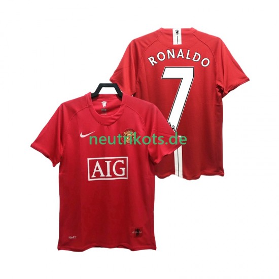 Fußballtrikot Manchester United RONALDO 7 Premier League 2007 Retro Herren Heim 2008 Kurzarm