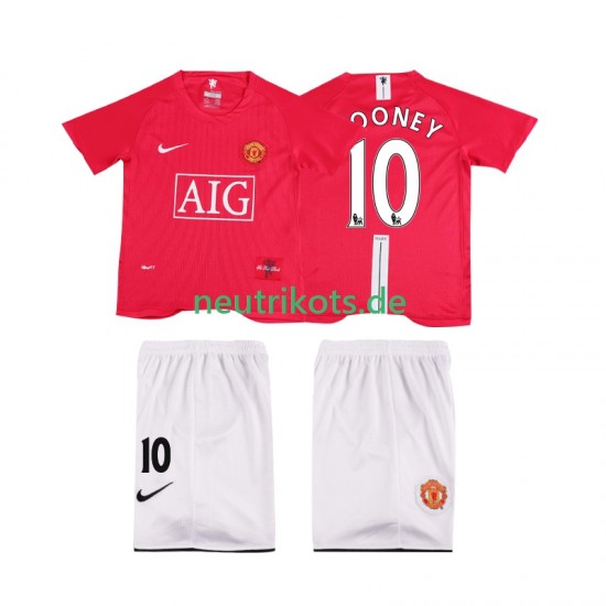 Fußballtrikot Manchester United ROONEY 10 Premier League 2007 Retro Kinder Heim 2008 Kurzarm