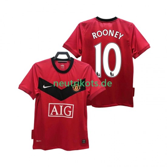 Fußballtrikot Manchester United ROONEY 10 2009 Retro Herren Heim 2010 Kurzarm