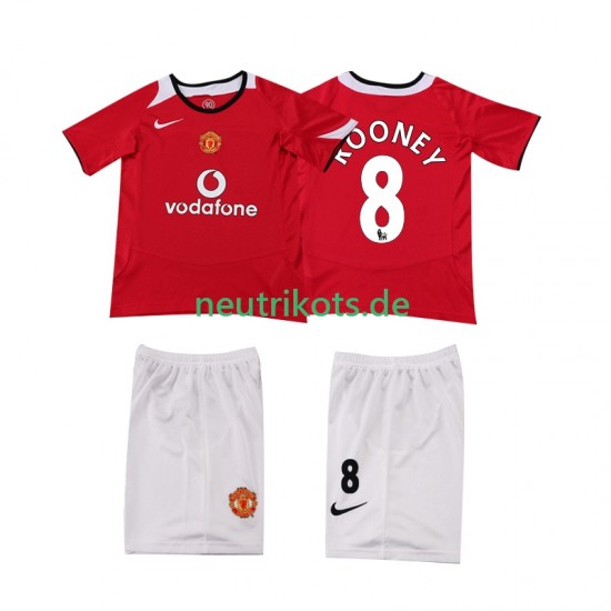 Fußballtrikot Manchester United ROONEY 8 2005 Retro Kinder Heim 2006 Kurzarm