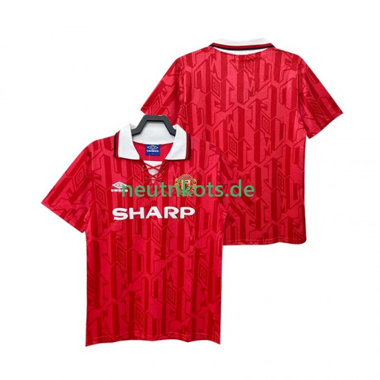 Fußballtrikot Manchester United 1992 Retro Herren Heim 1994 Kurzarm
