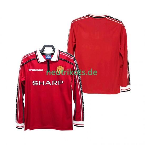 Fußballtrikot Manchester United 1998 Retro Herren Heim 1999 Langarm