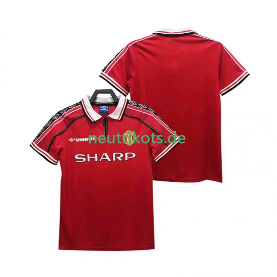 Fußballtrikot Manchester United 1998 Retro Herren Heim 1999 Kurzarm