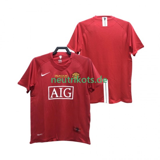 Fußballtrikot Manchester United 2007 Retro Herren Heim 2008 Kurzarm