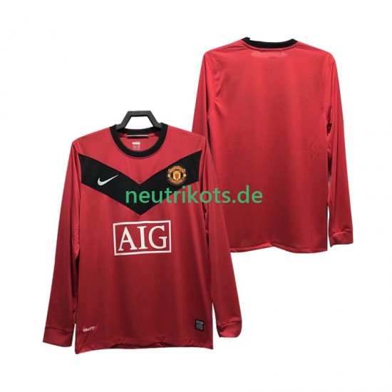 Fußballtrikot Manchester United 2009 Retro Herren Heim 2010 Langarm